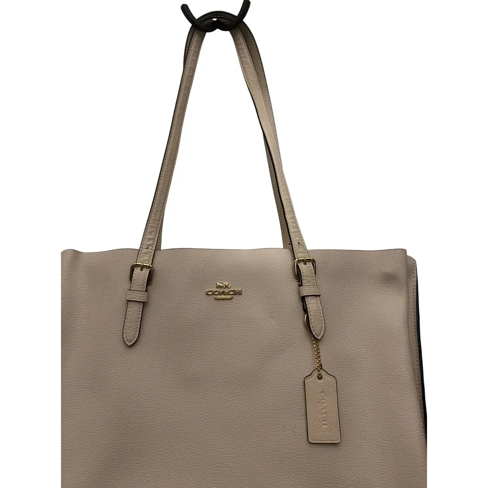 Coach Tote Chalk White Pebbled Leather Shoulder Bag L2273-1671 - Picture 2 of 15